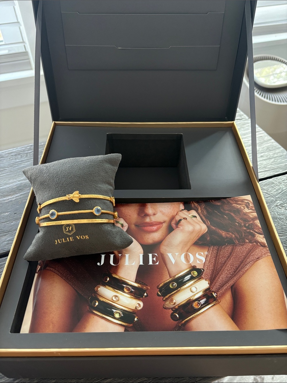 Julie Vos Gold and Blue Accent Stackable Bracelet Set